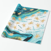 金ゴールドウミガメターコイズ | Melle Kalikimaka ラッピングペーパー (アンロールド)