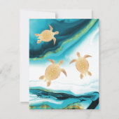 金ゴールドウミガメティール(緑がかった色)インクマリタイムコースト 招待状 (裏面)