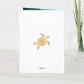 金ゴールドウミガメティール(緑がかった色)インク |カスタム誕生日 カード (裏面)