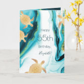 金ゴールドウミガメティール（緑がかった色）インク |カスタム誕生日 カード (黄色い花)