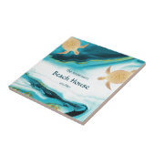 金ゴールドウミガメティール（緑がかった色）ホワイトインクファミリー名 タイル (側面)