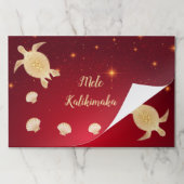 金ゴールドウミガメハワイアンクリスマス ペーパーパッド (折り畳み)