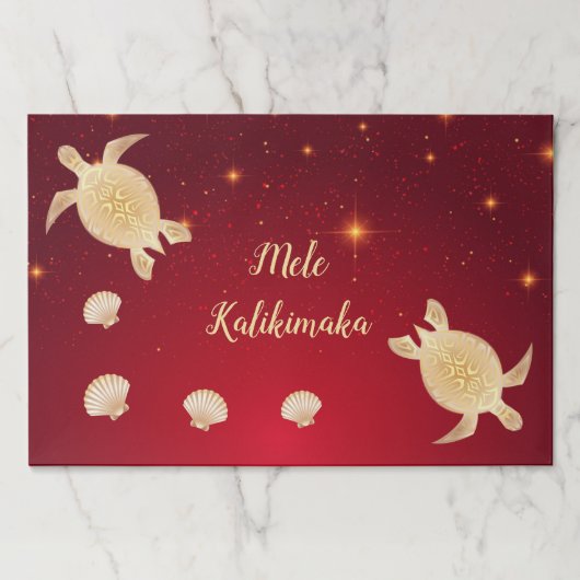 金ゴールドウミガメハワイアンクリスマス ペーパーパッド (正面)