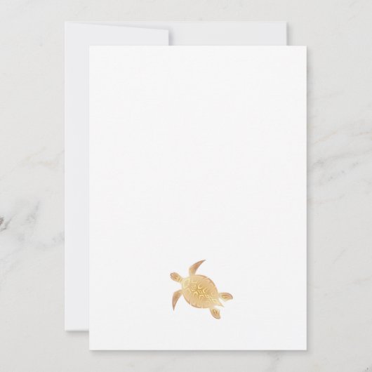 金ゴールドウミガメビーチをテーマ |誕生日 招待状 (裏面)