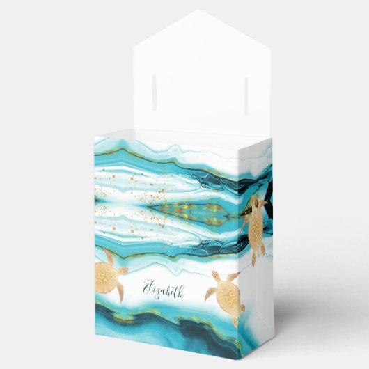 金ゴールドウミガメ沿岸カスタム誕生日追加の名前 フェイバーボックス (オープン)