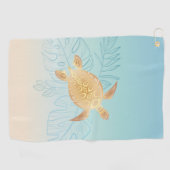 金ゴールドウミガメ熱帯葉産海側 ゴルフタオル (横)