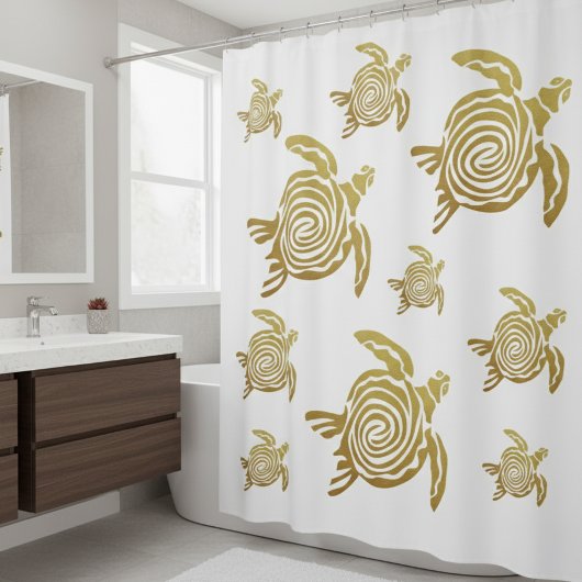 金ゴールドウミガメ航海の シャワーカーテン
