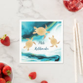 金ゴールドウミガメ | Melle Kalikimaka |クリスマス スタンダードカクテルナプキン (インサイチュ)