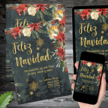 金ゴールドウードラスペインのンド・フェリーズ・ナビダードクリスマスカード