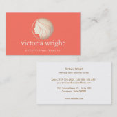 金ゴールドウーマン顔ロゴサンゴ美しいとファッション 名刺 (正面/裏面)