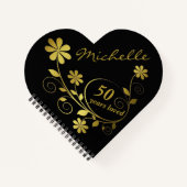 金ゴールドエイジバースデーパーティーハートゲストブック ノートブック (正面)