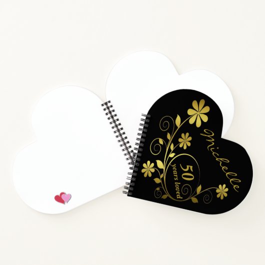 金ゴールドエイジバースデーパーティーハートゲストブック ノートブック (内部)