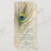 金ゴールドエキゾチックな孔雀フェザーGlamパーティーメニュー メニュー (正面/裏面)