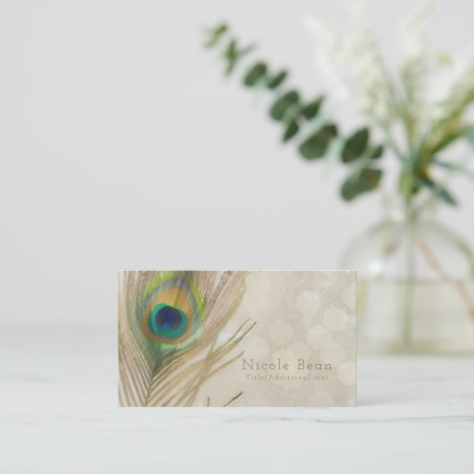 金ゴールドエキゾチックピーコックフェザーグラムシエレガントック 名刺 (スタンド正面)