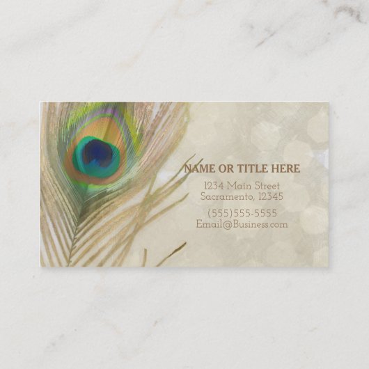 金ゴールドエキゾチックピーコックフェザーグラムシエレガントック 名刺 (裏面)