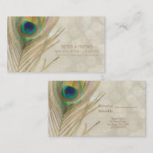 金ゴールドエキゾチック孔雀の羽毛ガラス友人を参照 紹介カード (正面/裏面)