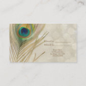 金ゴールドエキゾチック孔雀の羽毛ガラス友人を参照 紹介カード (裏面)