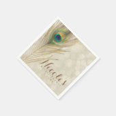 金ゴールドエキゾチック孔雀フェザーグラムエレガントパーティー スタンダードカクテルナプキン (角)