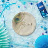 金ゴールドエキゾチック孔雀フェザーグラムエレガントパーティー ペーパープレート (パーティー)