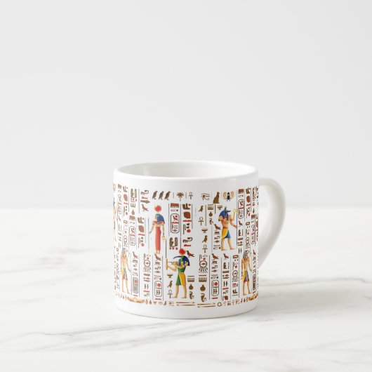 金ゴールドエジプトの象形文字と黒の神 エスプレッソカップ (正面右)