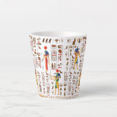 金ゴールドエジプトの象形文字と黒の神 カフェラテマグ (正面)