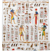 金ゴールドエジプトの象形文字と黒の神 シャワーカーテン (正面)