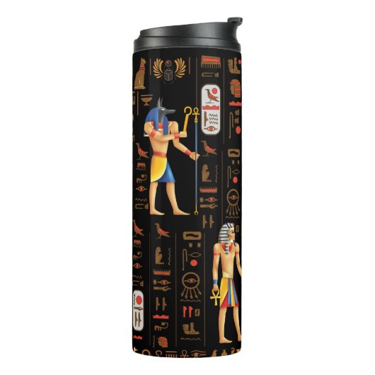 金ゴールドエジプトの象形文字と黒の神 タンブラー (回転左)