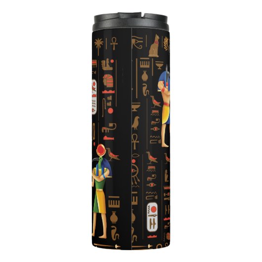 金ゴールドエジプトの象形文字と黒の神 タンブラー (裏面)