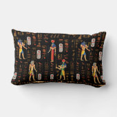 金ゴールドエジプトの象形文字と黒の神 ランバークッション (裏面)