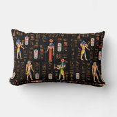 金ゴールドエジプトの象形文字と黒の神 ランバークッション (正面)