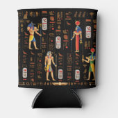 金ゴールドエジプトの象形文字と黒の神 缶クーラー (正面)