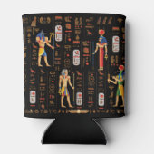 金ゴールドエジプトの象形文字と黒の神 缶クーラー (裏面)