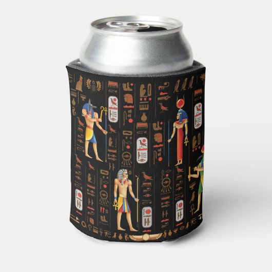 金ゴールドエジプトの象形文字と黒の神 缶クーラー (缶裏面)