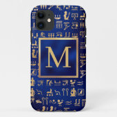 金ゴールドエジプトの象形文字の青の象形文字 Case-Mate iPhoneケース (裏面)