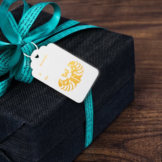 金ゴールドエジプトシンボルスカラブカブトフェイクグリッター ギフトタグ