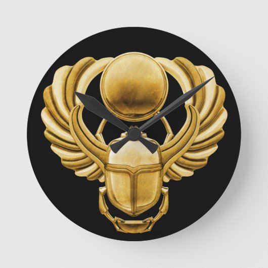 金ゴールドエジプトスカラブ ラウンド壁時計 (正面)