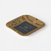 金ゴールドエジプトテーマの誕生日エレガントヴィンテージブルー ペーパープレート (傾斜あり)