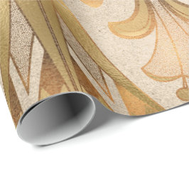 金ゴールドエジプト象形文字アンティーク花 ラッピングペーパー