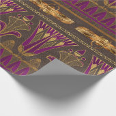 金ゴールドエジプト象形文字パピルス・スカラブフローラ ラッピングペーパー (角)