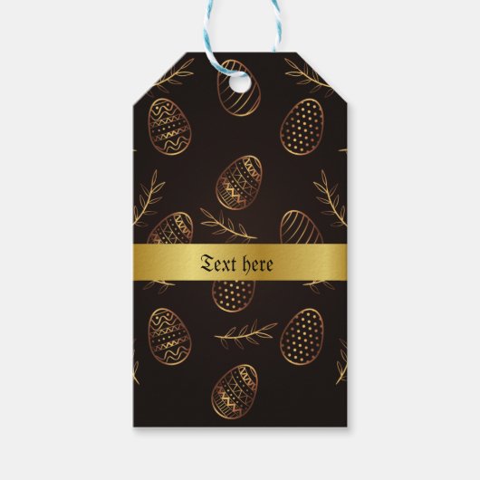 金ゴールドエッグイースター ギフトタグ (正面)