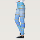金ゴールドエッジターコイズストライプのレギンス レギンス (左)