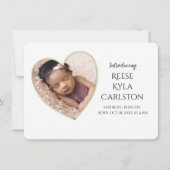 金ゴールドエッジハートフレーム写真の生誕発表 招待状 (正面)