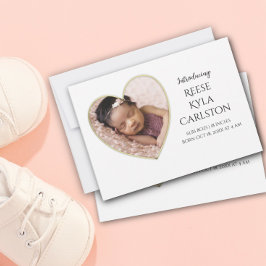 金ゴールドエッジハートフレーム写真の生誕発表 招待状