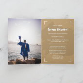 金ゴールドエッジ抽象芸術ブラシストローク写真卒業 招待状 (内部)