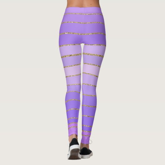 金ゴールドエッジ紫ストライプのレギンス レギンス (裏面)
