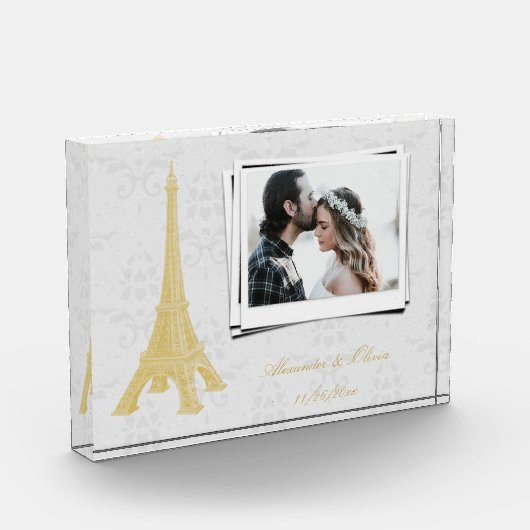 金ゴールドエッフェルタワーダマスウェディングカップル フォトブロック (左)