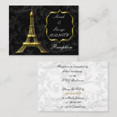 金ゴールドエッフェルタワーフランスのウェディングレセプション エンクロージャーカード (正面/裏面)