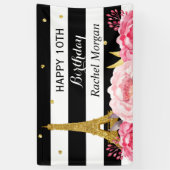 金ゴールドエッフェルタワーフローラガール子供の誕生日パーティー 横断幕 (縦)