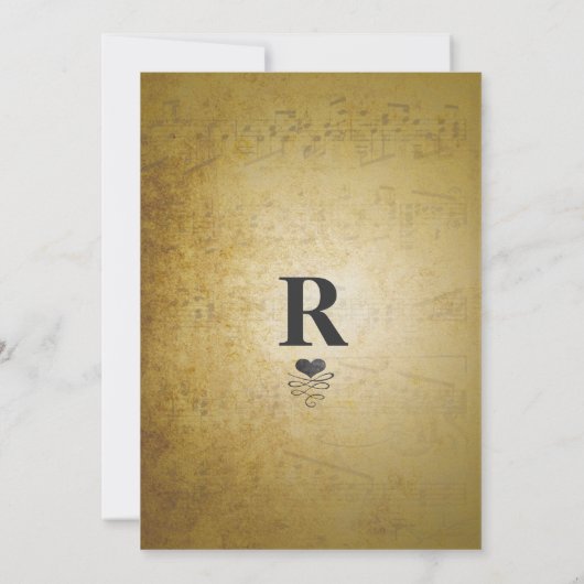 金ゴールドエッフェルタワーヴィンテージミュージカル結婚ノート 招待状 (裏面)