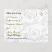 金ゴールドエッフェルフランスのタワー結婚式 案内ポストカード (裏面)